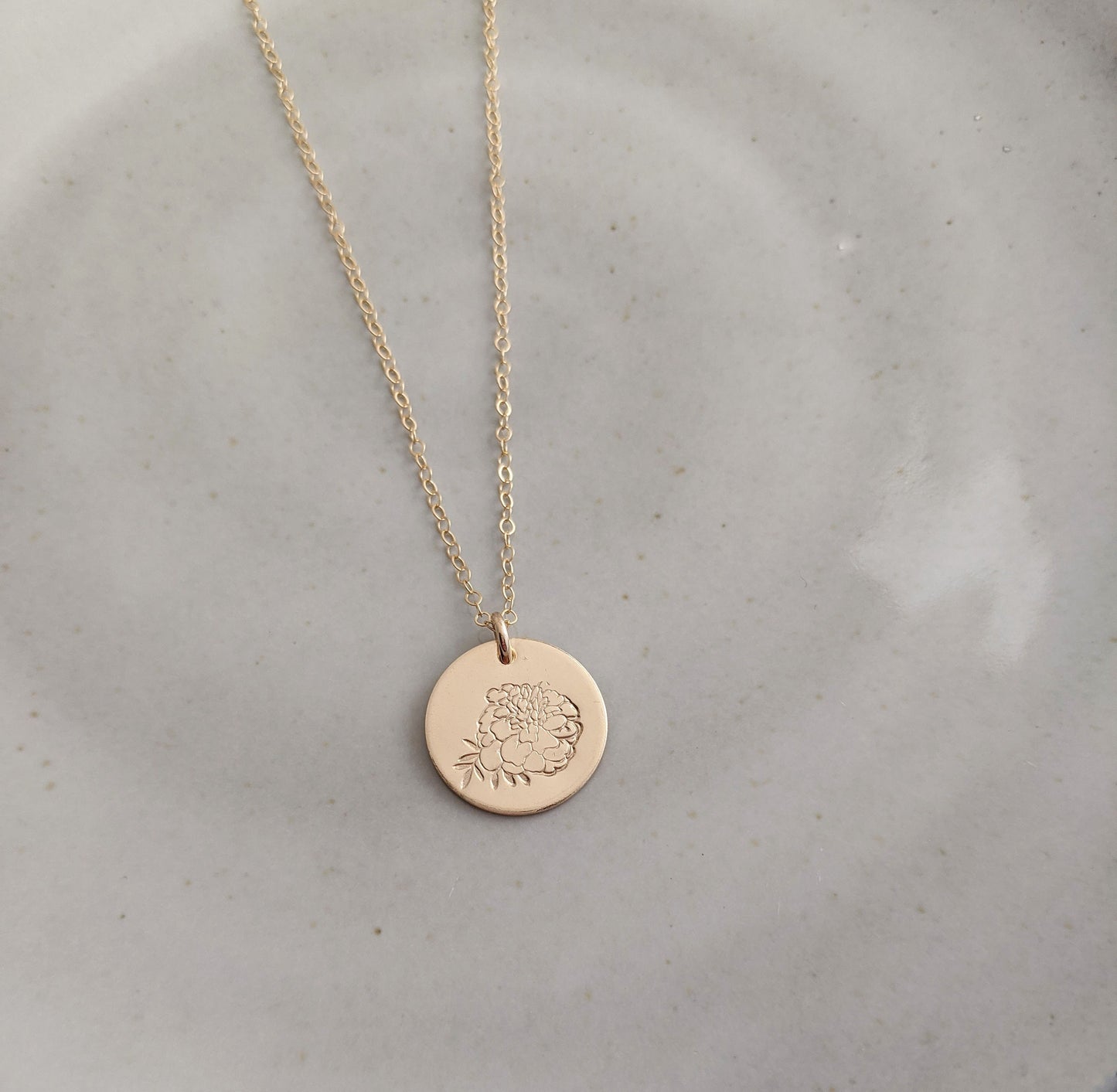 October Birth Flower Necklace | Marigold Necklace