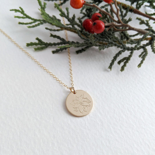 December Birth Flower Necklace | Birth Month Flower Necklace