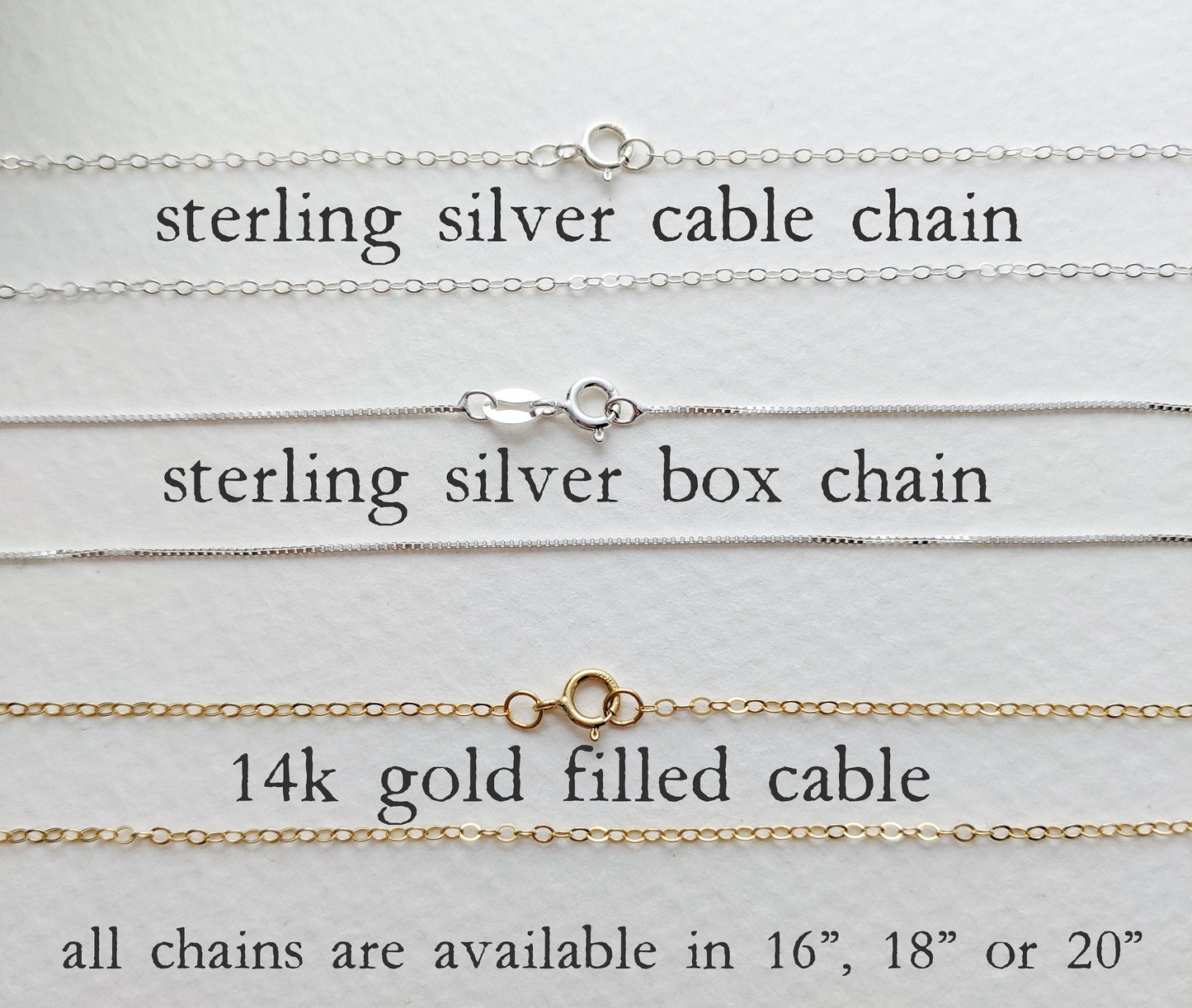 14k Gold Fill or Sterling Silver Chain