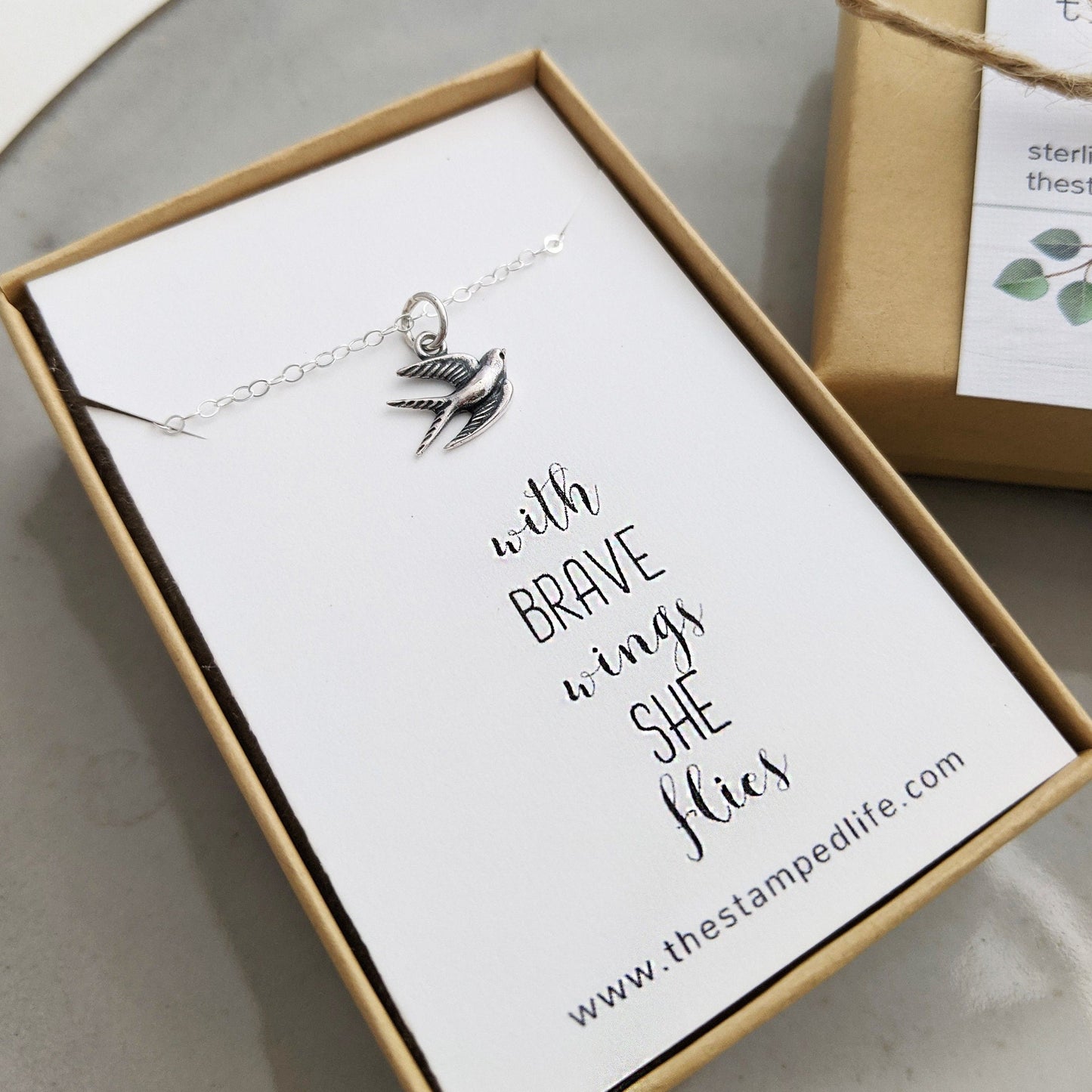 with brave wings she flies necklace bird charm