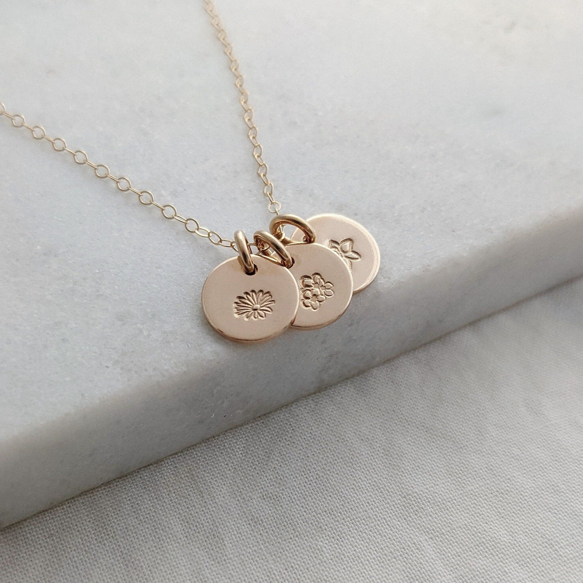 gold flower charm necklace