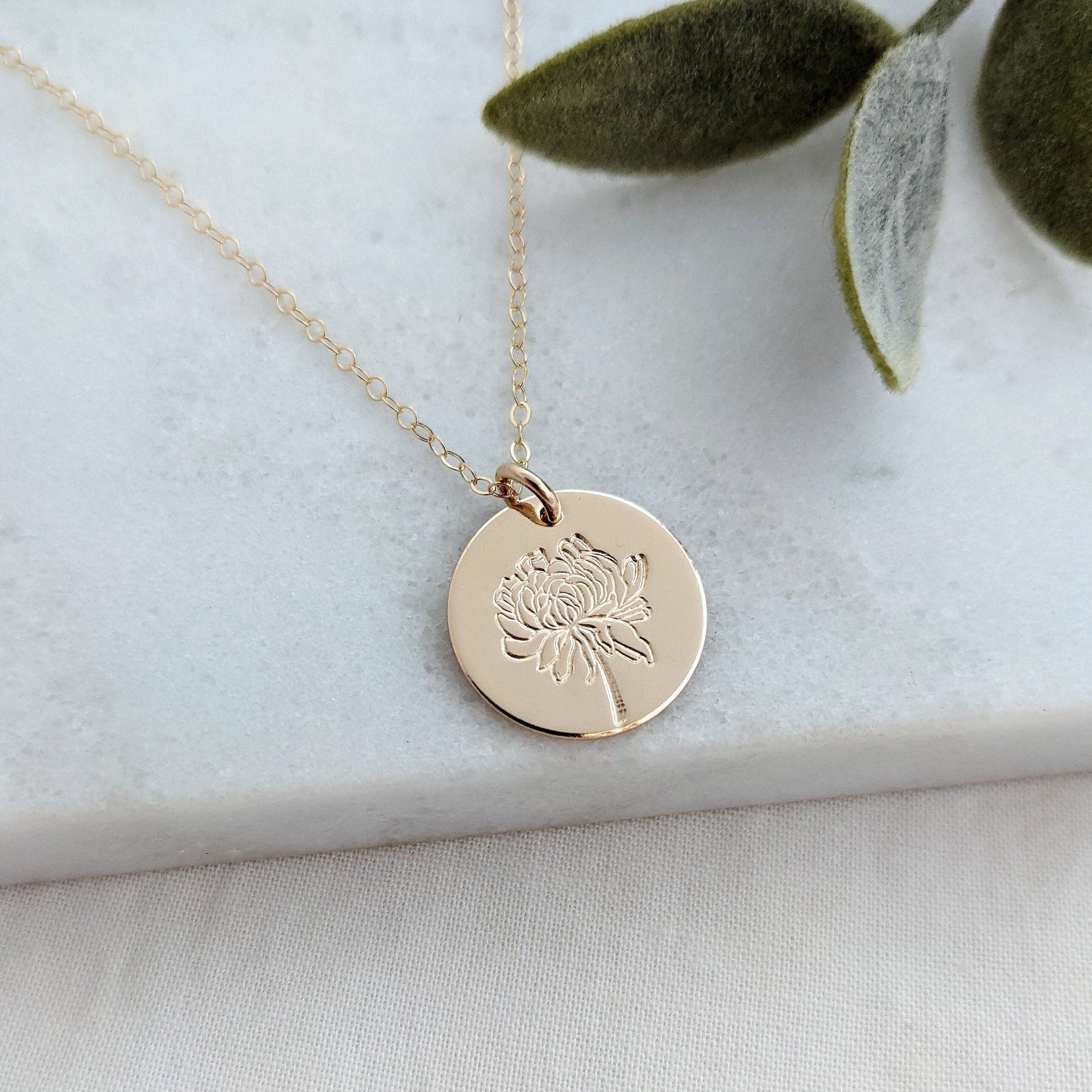 Chrysanthemum Necklace, November Birth Flower Necklace, Birth Month Flower Necklace