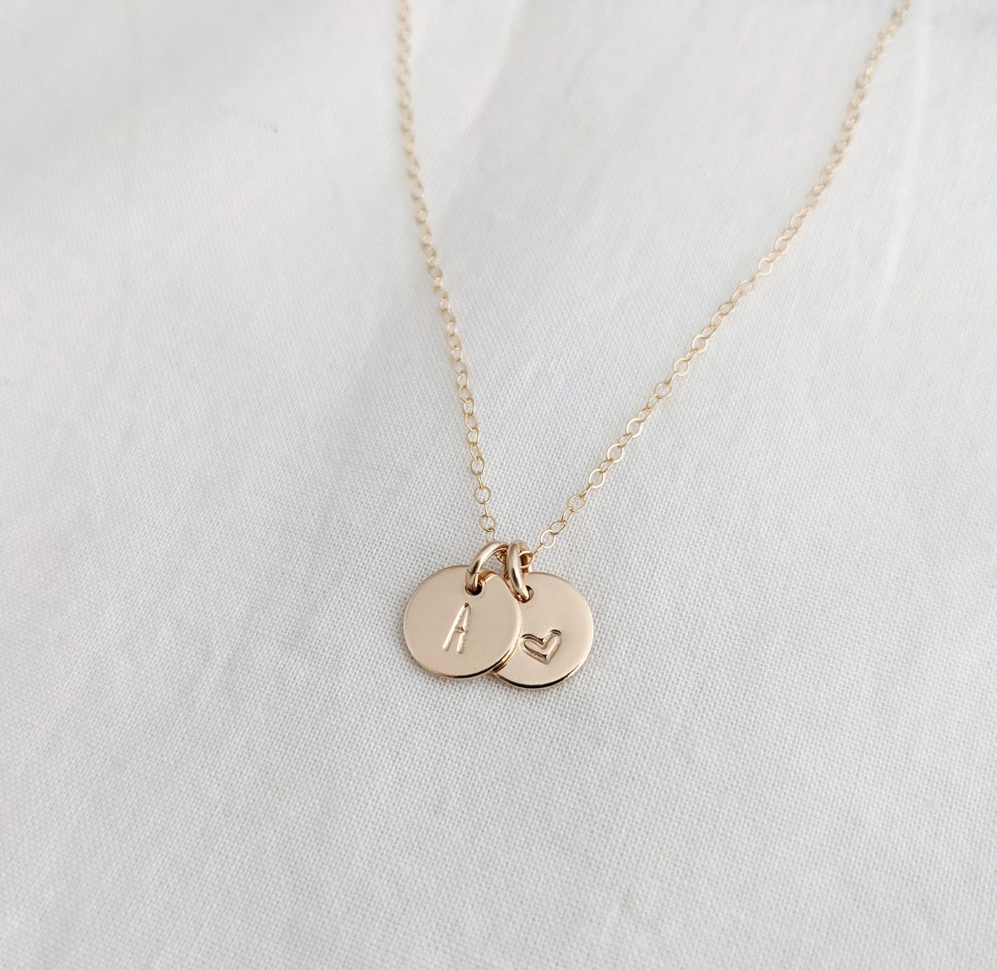 Tiny Initial Necklace with Heart | Personalized Jewelry | Initial Charm