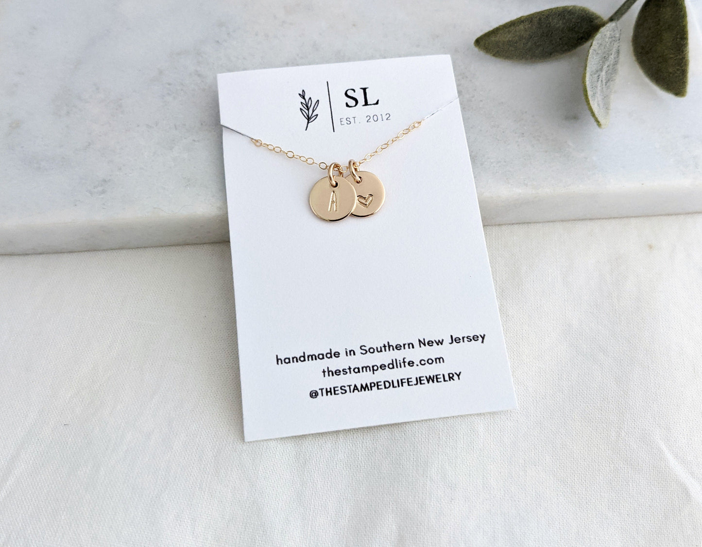 Tiny Initial Necklace with Heart | Personalized Jewelry | Initial Charm