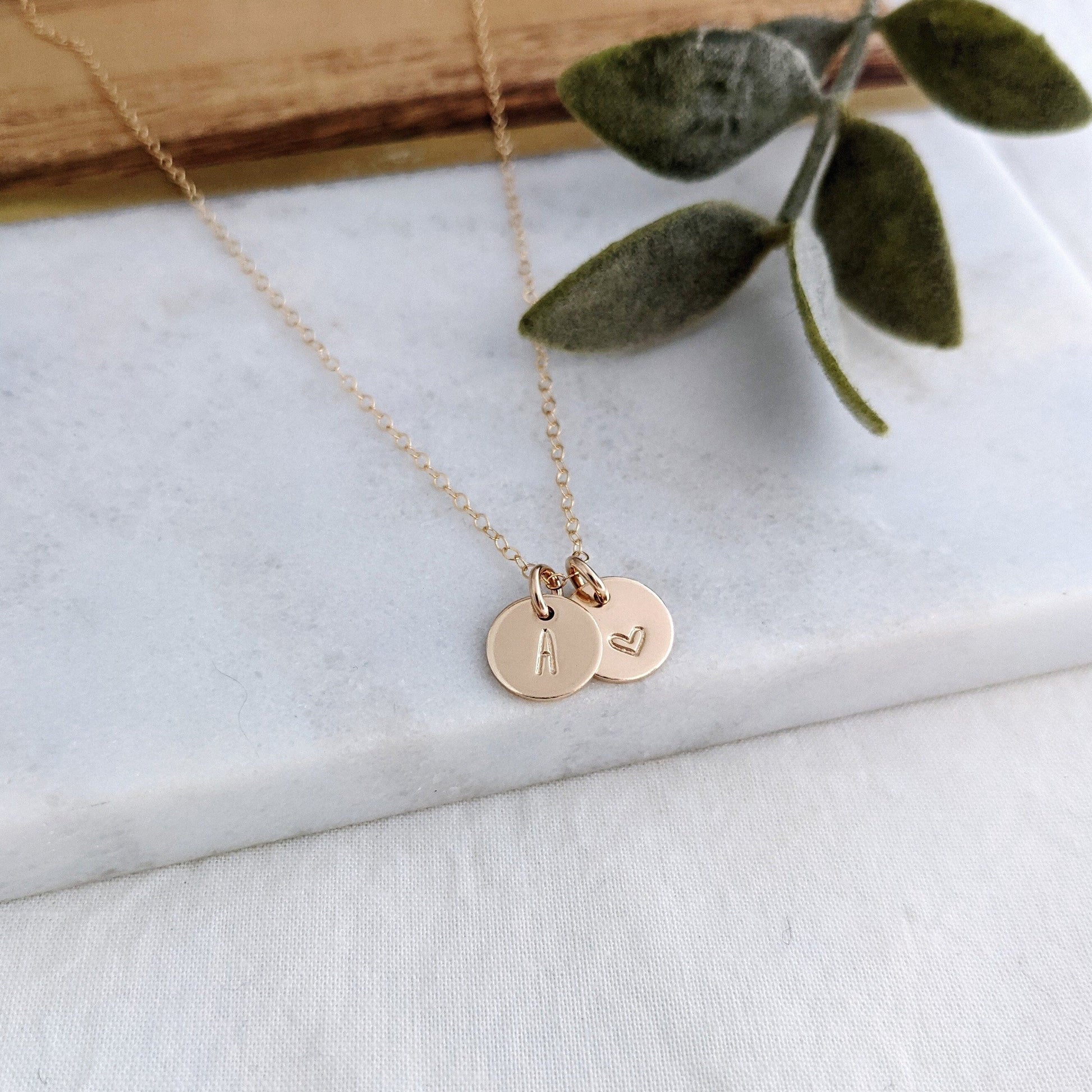 Personalized Initial Necklace- Hand-stamped initial- 1/2 inch pendant- –  Jenn's Handmade Jewelry