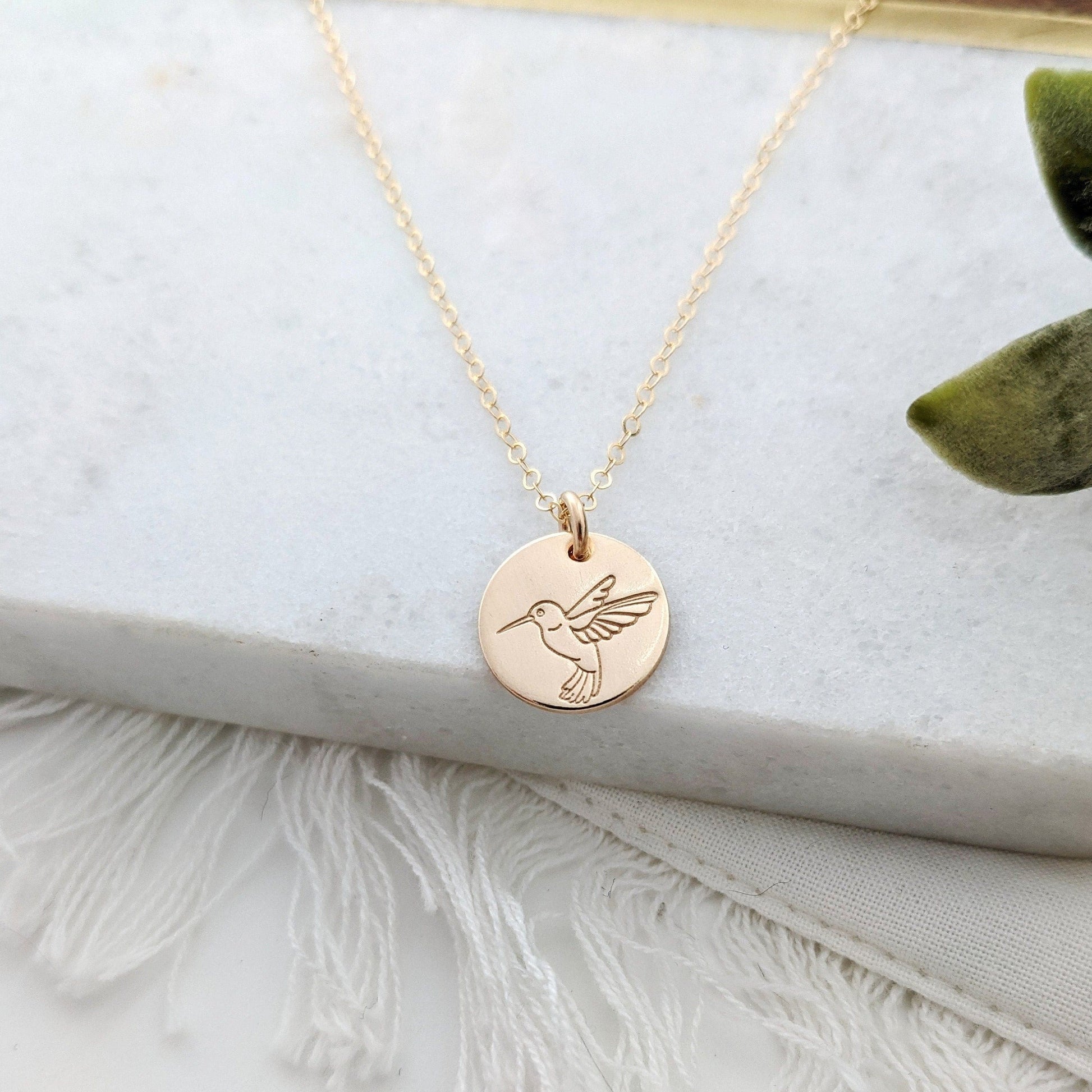 gold hummingbird charm necklace