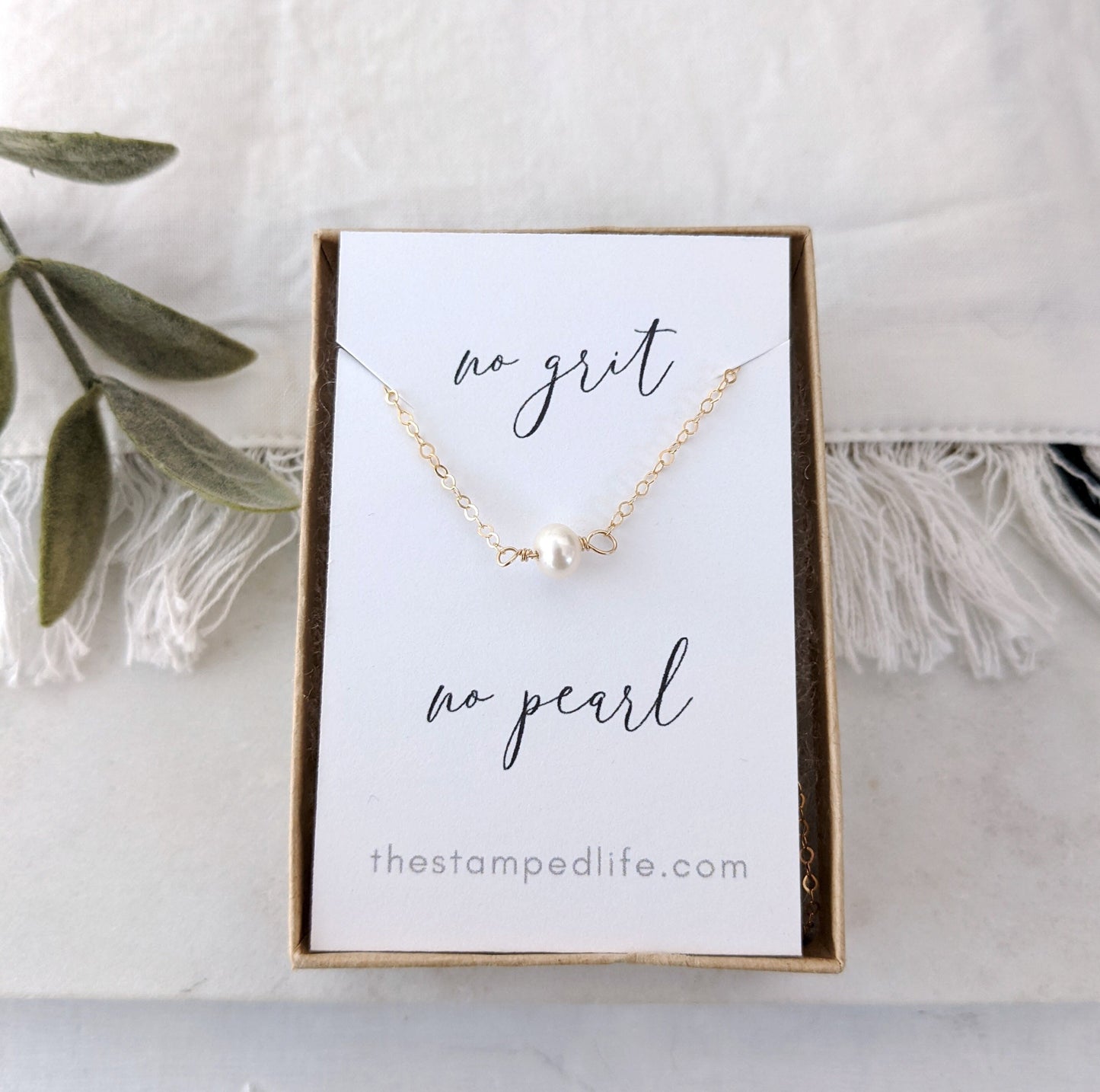 No Grit No Pearl Inspirational Necklace