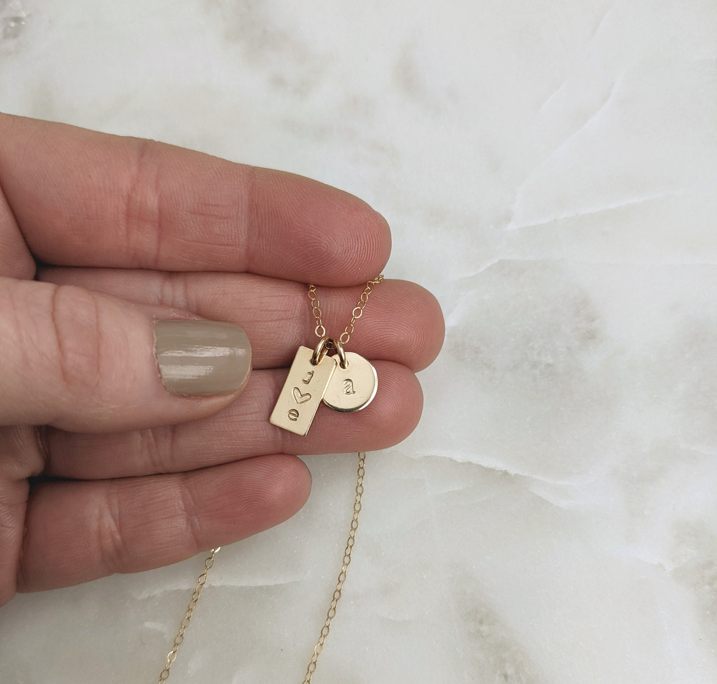 Custom Bar and Disc Initial Necklace