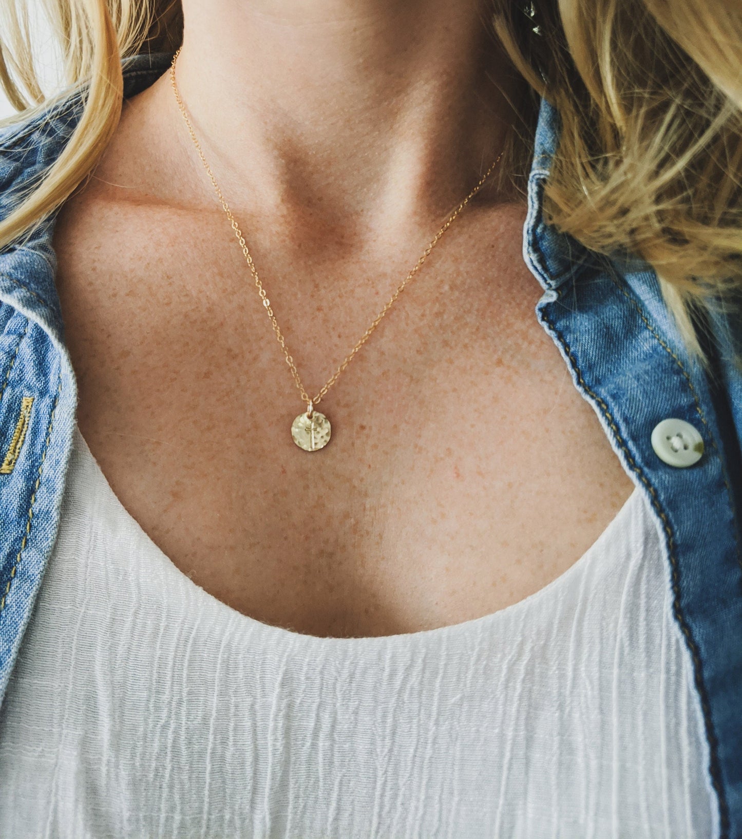 Dainty Cross Necklace, Sterling Silver or 14k gold Fill, Minimal Cross Necklace