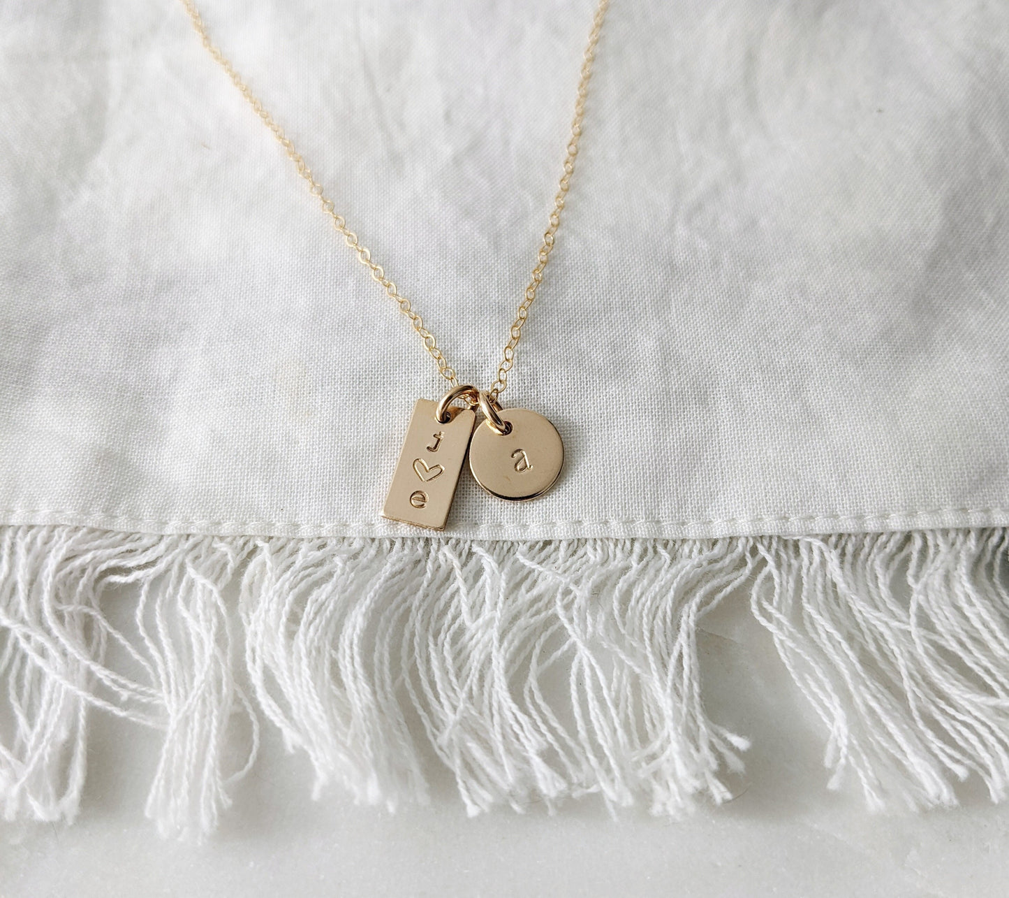 Custom Bar and Disc Initial Necklace