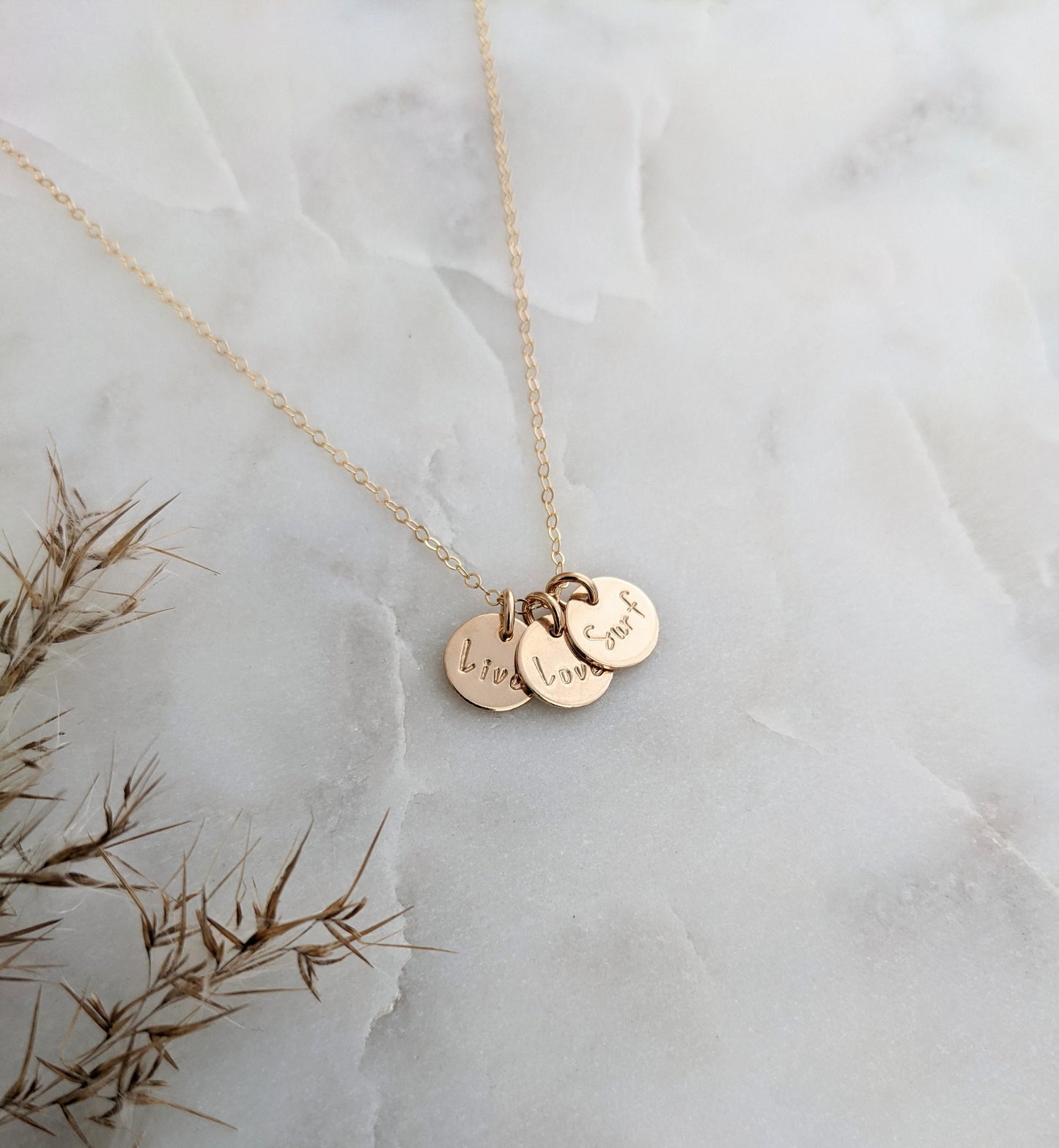Live, Love, Surf Necklace | Gold fill or Sterling Silver