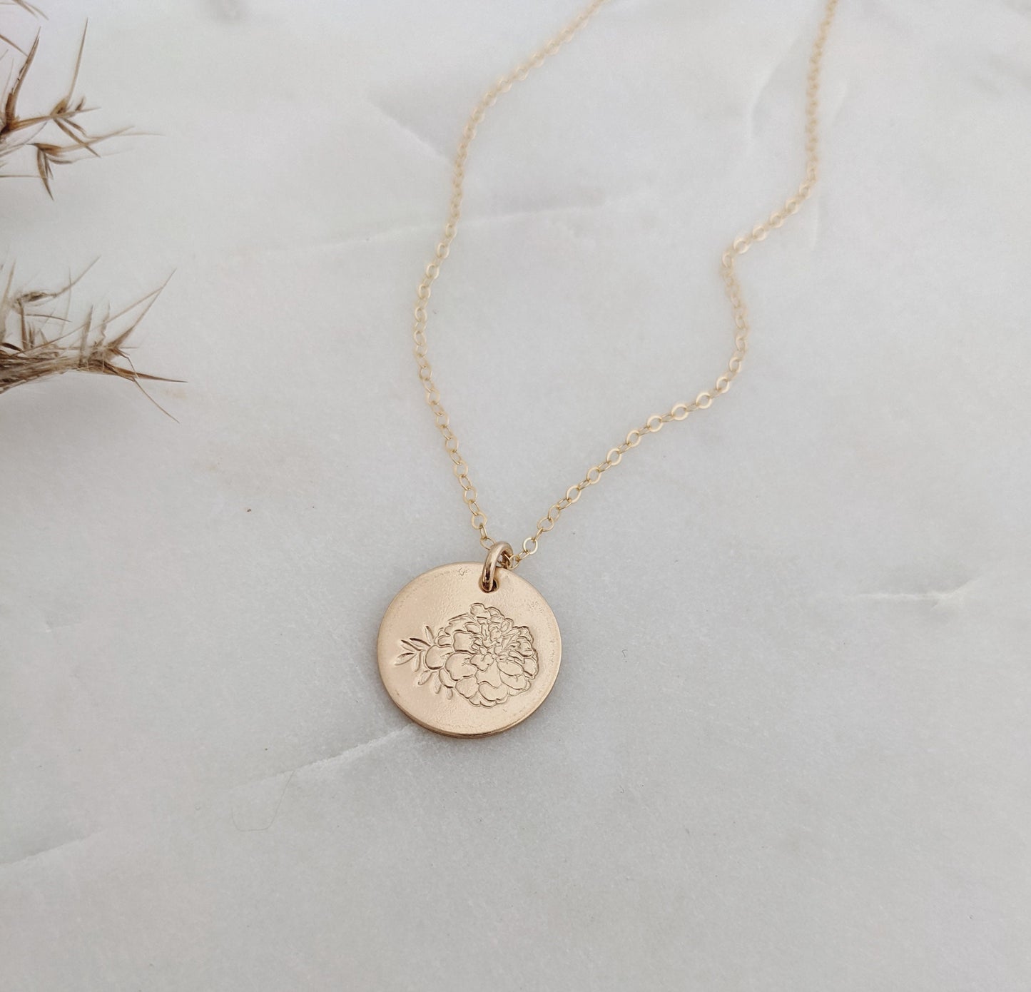 October Birth Flower Necklace | Marigold Necklace