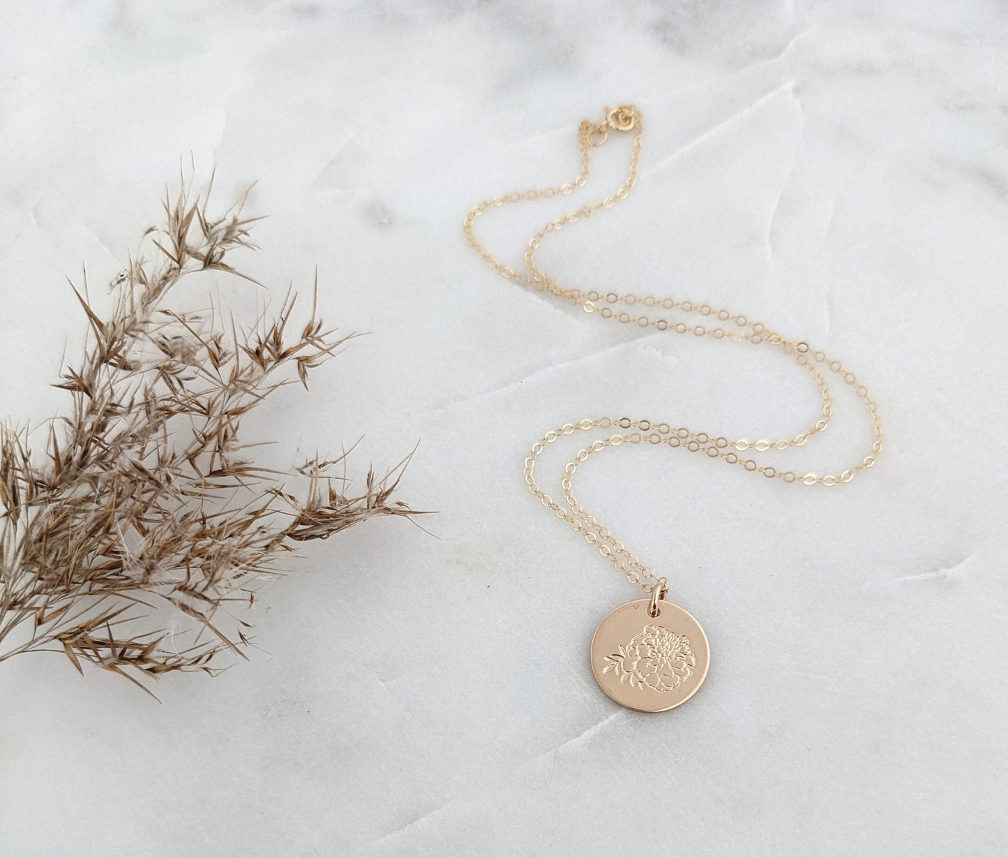 October Birth Flower Necklace | Marigold Necklace